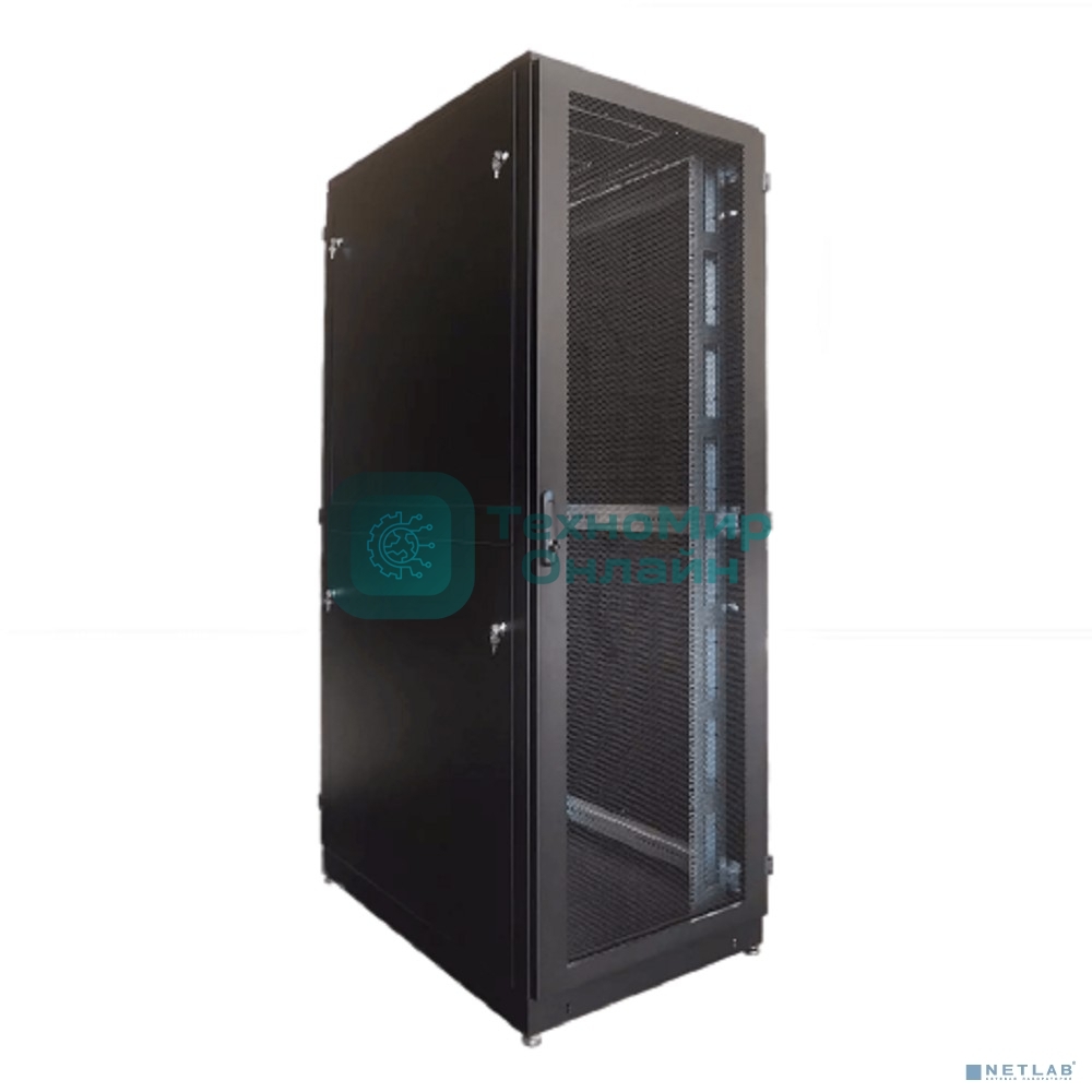 Шкаф телекоммуникационный напольный 42U (800 × 1000) дверь перф, задние двойные перф. черный