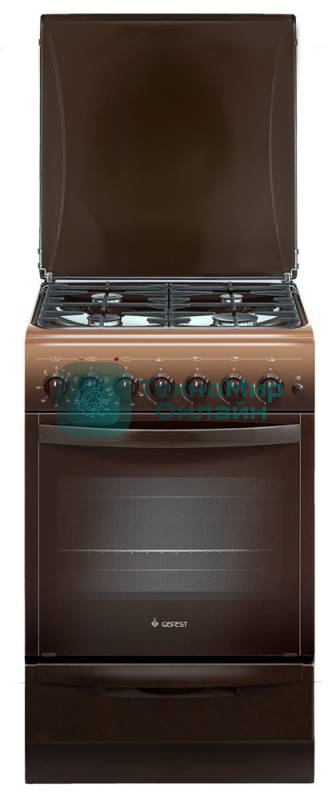 Плита комбинированная Gefest ПГЭ 5102-02 0001 коричневый, конфорок 4 газовых, духовка 55 л, 50 см x 85 см x 58.5 см
