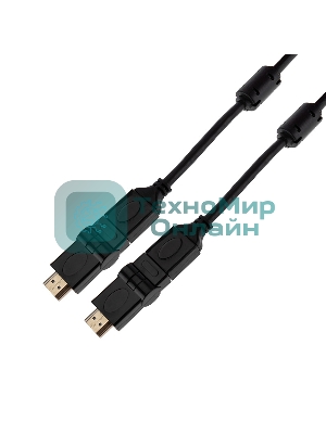 Кабель Rexant HDMI - HDMI с фильтрами, длина 2 метра, угловой 360° (GOLD) (PVC пакет)