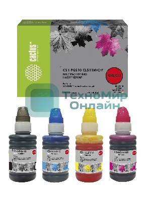 Чернила Cactus CS-I-PG510-CL511M/C/Y голубой/пурпурный/желтый/черный набор 5x100мл для Canon Pixma MP240/MP250/MP260/MP270