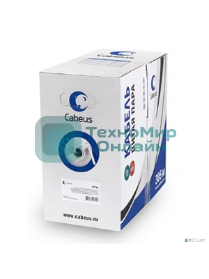 Кабель витая пара Cabeus, LSZH (нг(A)-HFLTx), U/UTP, кат. 5е, проводник Ø 0,5мм, 305м, коробка, тип прокладки: внутри зданий, цвет: серый