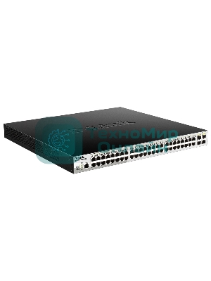 Коммутатор управляемый 2 уровня D-Link DGS-1210-52MPP/ME/B3A PROJ с 48 портами 10/100/1000Base-T и 4 портами 1000Base-X SFP (48 портов с поддержкой PoE 802.3af/802.3at (30 Вт), PoE-бюджет 740 Вт)