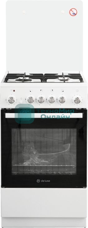 Плита комбинированная De Luxe 5040.41ГЭ (КР) ЧР белый, конфорок 4 шт, духовка 46 л, 50 см x 85 см x 50 см