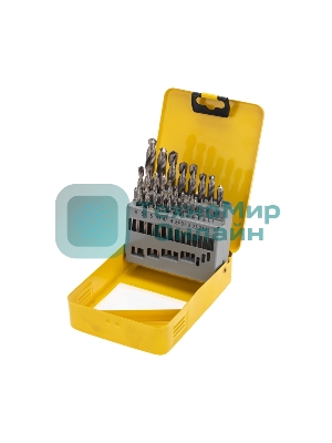 Набор сверл по металлу, 1-10мм (через 0,5мм, 3,2мм, 4,8мм), HSS, цилиндрический хвостовик, металлический кейс, 21 шт. Kranz