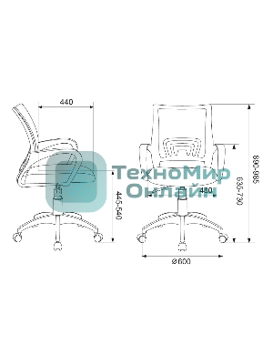 Кресло Бюрократ CH-W695NLT TW-38-3 TW-96-1 оранжевый, сетка/ткань, 120 кг, механизм качания