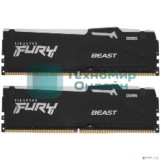 Оперативная память Kingston Fury Beast, DDR5, 16GB (2x8GB), 5200MHz, CL40, DIMM, с радиаторами, RGB, черный