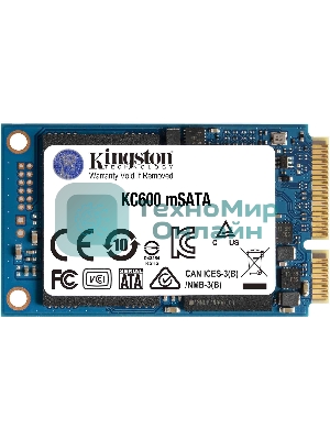 Накопитель SSD Kingston KC600, 256Gb, mSATA, R/W 550/500