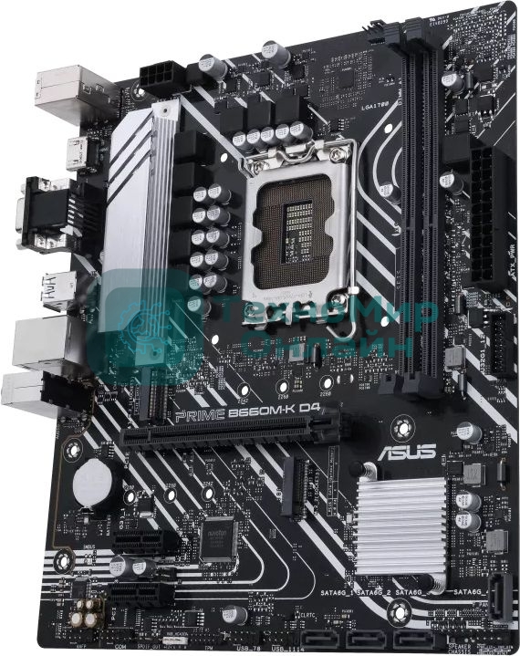 Материнская плата ASUS PRIME B660M-K D4, Socket LGA 1700, Intel B660, 2xDDR4, 4xSATA, 2xM.2, 1xPCIe 4.0 x16, 2xPCIe x1, 1xHDMI, 1xVGA, 1x 1Gb LAN, 4xUSB-A 3.2 Gen 1, 2xUSB-A 2.0, 3x3.5 мм, 7.1, mATX