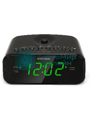 Радиобудильник Hyundai H-RCL221 черный LCD подсв:зеленая часы:цифровые FM