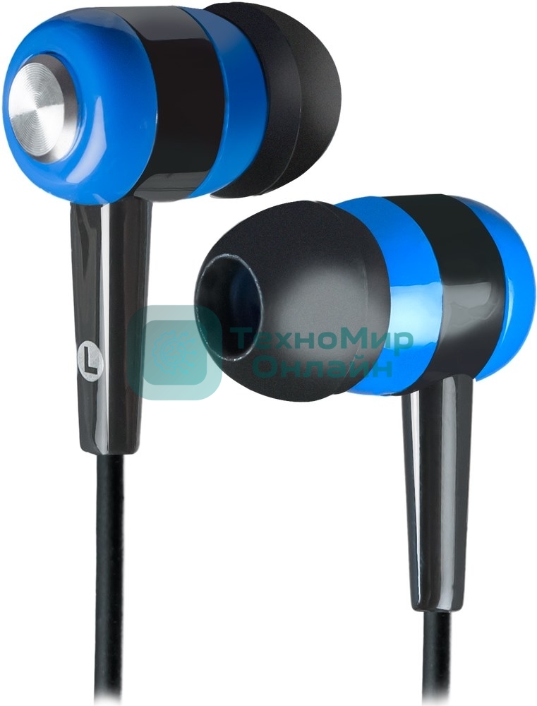 Наушники проводные Defender Basic 616 черный/синий, внутриканальные, Jack 3.5 мм