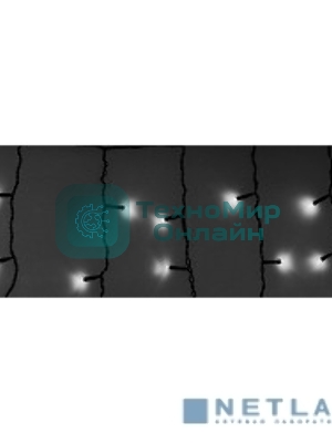 Гирлянда Neon-night Айсикл (бахрома) светодиодный, 4,8 х 0,6 м, черный провод, 230 В, диоды белые, 176 LED