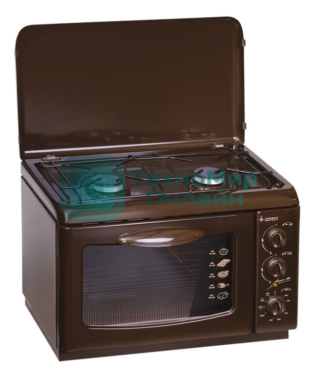 Плита комбинированная Gefest ПГЭ 120 К19 коричневый, конфорок 2 газовых, духовка 18 л, 55 см x 40 см x 39 см