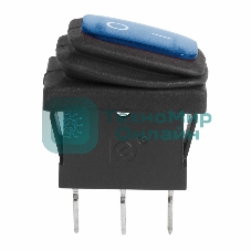 Выключатель клавишный Rexant 250V 6А (3с) ON-OFF синий с подсветкой Mini, влагозащита