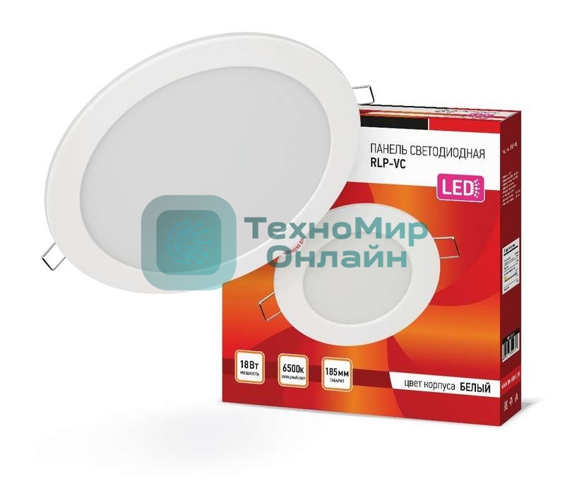Светильник светодиодный RLP-VC 18Вт 230В 6500К 1440лм 185мм бел. (Аналог Downlight) IP40 IN HOME 4690612024547