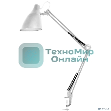 Светильник настольный Camelion KD-335 C01 белый с метал. струбциной, 230V, 40W, E27