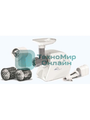 Мясорубка электрическая Ротор Альфа Р ЭМШ 35/250-3 белый, 1500 Вт, 0.58 кг/мин, реверс, защита от перегрузки, насадки - 4