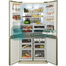 Холодильник Sharp SJ-EX98FBE бежевый трехкамерный 394/211 л морозилка снизу, No Frost, Side by Side