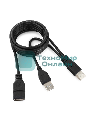 Кабель удлинитель USB 2.0 2xAM/AF 1.8м Gembird PRO, позол.конт., черный, пакет