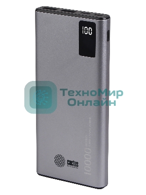 Портативный аккумулятор Cactus CS-PBFSLT-10000 10000mAh 3A 2xUSB серый