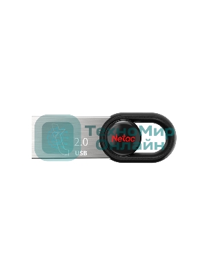 Флешка USB Netac UM2 (NT03UM2N-032G-20BK), 32Gb, USB 2.0, R/W 100/40, серебристый/черный