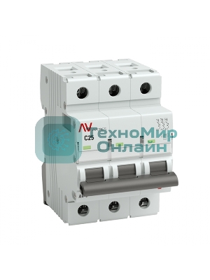 Выключатель автоматический Averes AV-6 3P 25A (C) 6kA