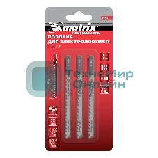 Полотна для электролобзика Matrix по дереву, 3 шт. T101D, 75 х 4,0мм, HCS