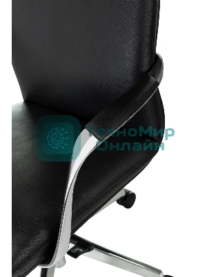 Кресло руководителя Бюрократ VEGA черный кожа крестов. алюминий