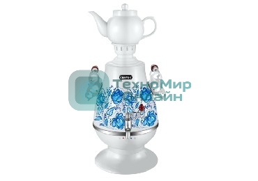 Самовар электрический CENTEK СТ-0091A Самовар Centek СТ-0091 A (белый+рисунок), 4.0л, 2300Вт, поддерж.t + LED индикатор, керам заварник