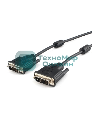 Кабель DVI-D single link Cablexpert CC-DVIL-BK-6, 19M/19M, 1.8м, CCS, черный, экран, феррит.кольца, пакет