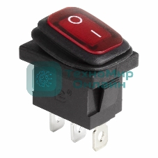 Выключатель клавишный Rexant 250V 6А (3с) ON-OFF красный с подсветкой Mini, влагозащита