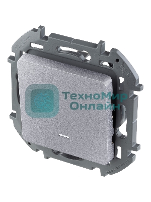 Выключатель 1-клавишный с подсветкой/индикацией, 10AX, 250 В, алюминий