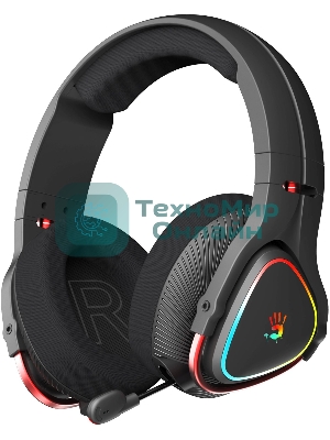 Гарнитура Bloody MR720 чёрный, беспроводная + проводная, радиоканал/Bluetooth/mini jack 3.5 мм, до 44 ч, подсветка