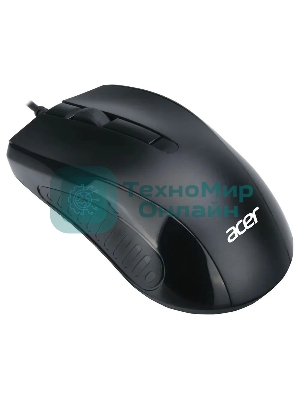 Мышь проводная Acer OMW136 черный, 1200 dpi, USB, кнопки - 3