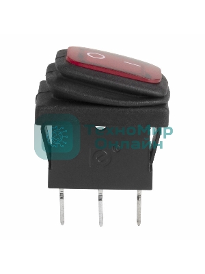 Выключатель клавишный Rexant 250V 6А (3с) ON-OFF красный с подсветкой Mini, влагозащита