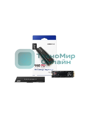 Накопитель SSD Samsung 980 PRO, 1TB, PCIe 4.0 x4, M.2 2280, NVMe, R/W 7000/5000, с радиатором