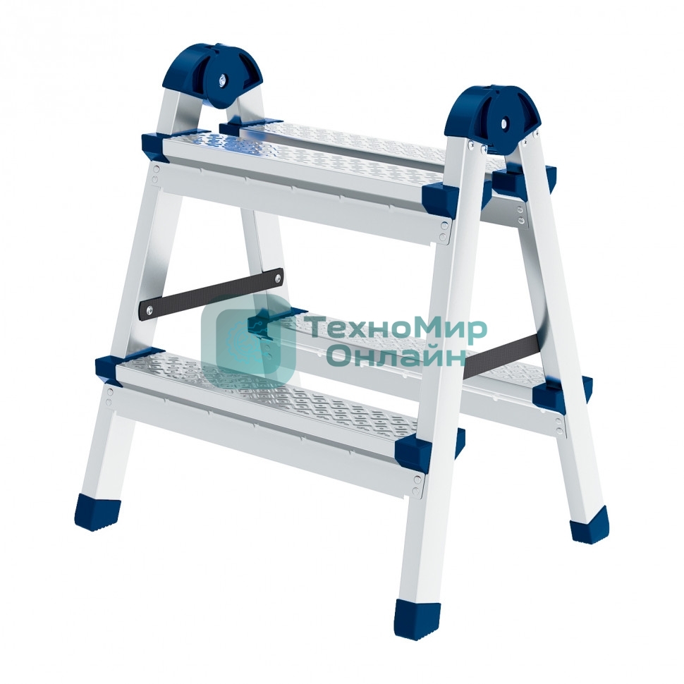 Стремянка Сибртех двухсторонняя 2 ст., сталь профиль, стальные ступени