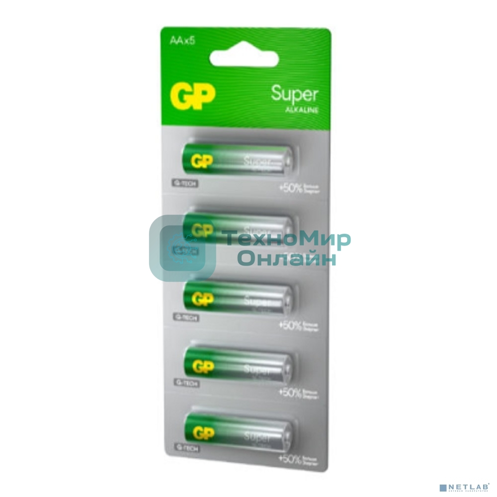 Алкалиновые батарейки GP Super Alkaline G-Tech 15А АA - 1 шт. на отрывных блистерах