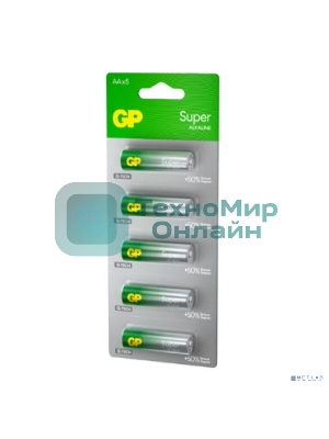 Алкалиновые батарейки GP Super Alkaline G-Tech 15А АA - 1 шт. на отрывных блистерах