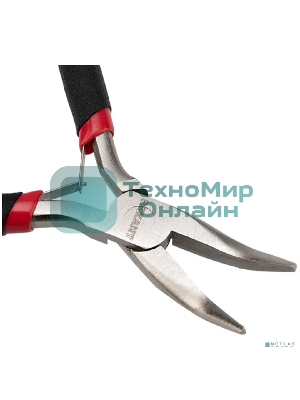 Тонкогубцы изогнутые Rexant Мини 120 мм никелированные, авторазжим, обливные рукоятки