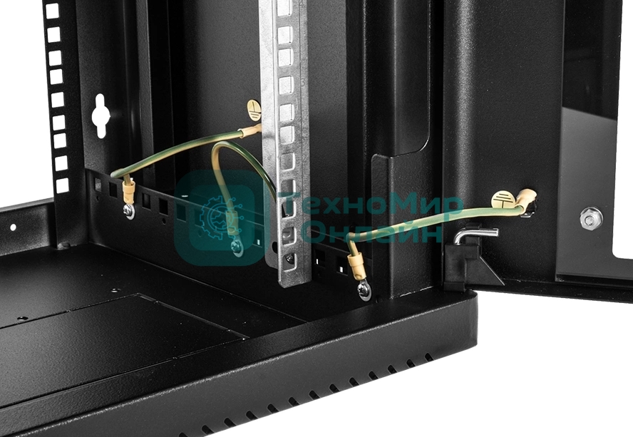 Шкаф коммутационный ЦМО (ШРН-9.500-9005) настенный 9U 600x529 мм пер. дв. стекл 200 кг черный 470 мм 180 град.