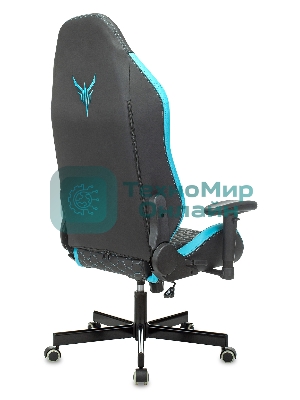 Кресло Knight Neon черный/голубой, экокожа, 120 кг, механизм качания