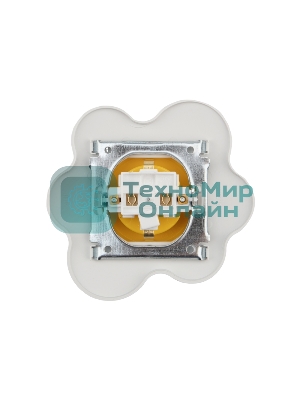 Розетка одноместная Kranz HAPPY Яичница скрытой установки, с заземлением и защитными шторками, желтая/белая