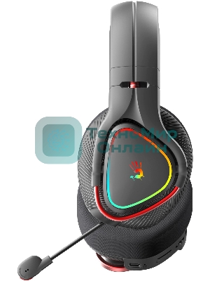 Гарнитура Bloody MR720 чёрный, беспроводная + проводная, радиоканал/Bluetooth/mini jack 3.5 мм, до 44 ч, подсветка