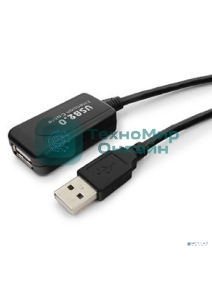 Кабель Gembird USB 2.0 удлинительный, активный 4.8м AM/AF, черный