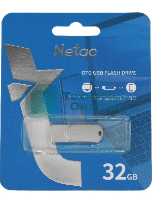Флешка USB Netac U785 (NT03U785C-032G-30PN), 32Gb, USB 3.0/TypeC, R/W 110/45, серебристый