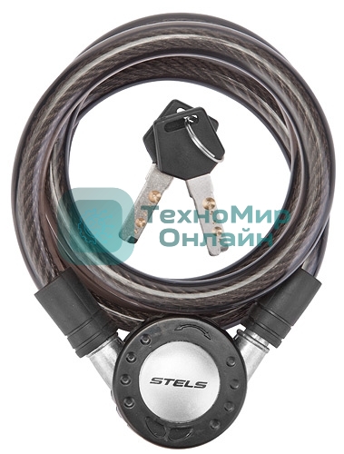 Трос-замок 87708 дл. 1200 мм, диам. 12 мм, чёрный Трос-замок 87708, трос 12х1200 мм, замок с ключами, цвет чёрный