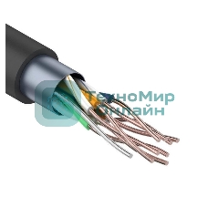 Кабель витая пара Rexant F/UTP cat.5e 4х2х24AWG solid CU PE Outdoor черный (м)