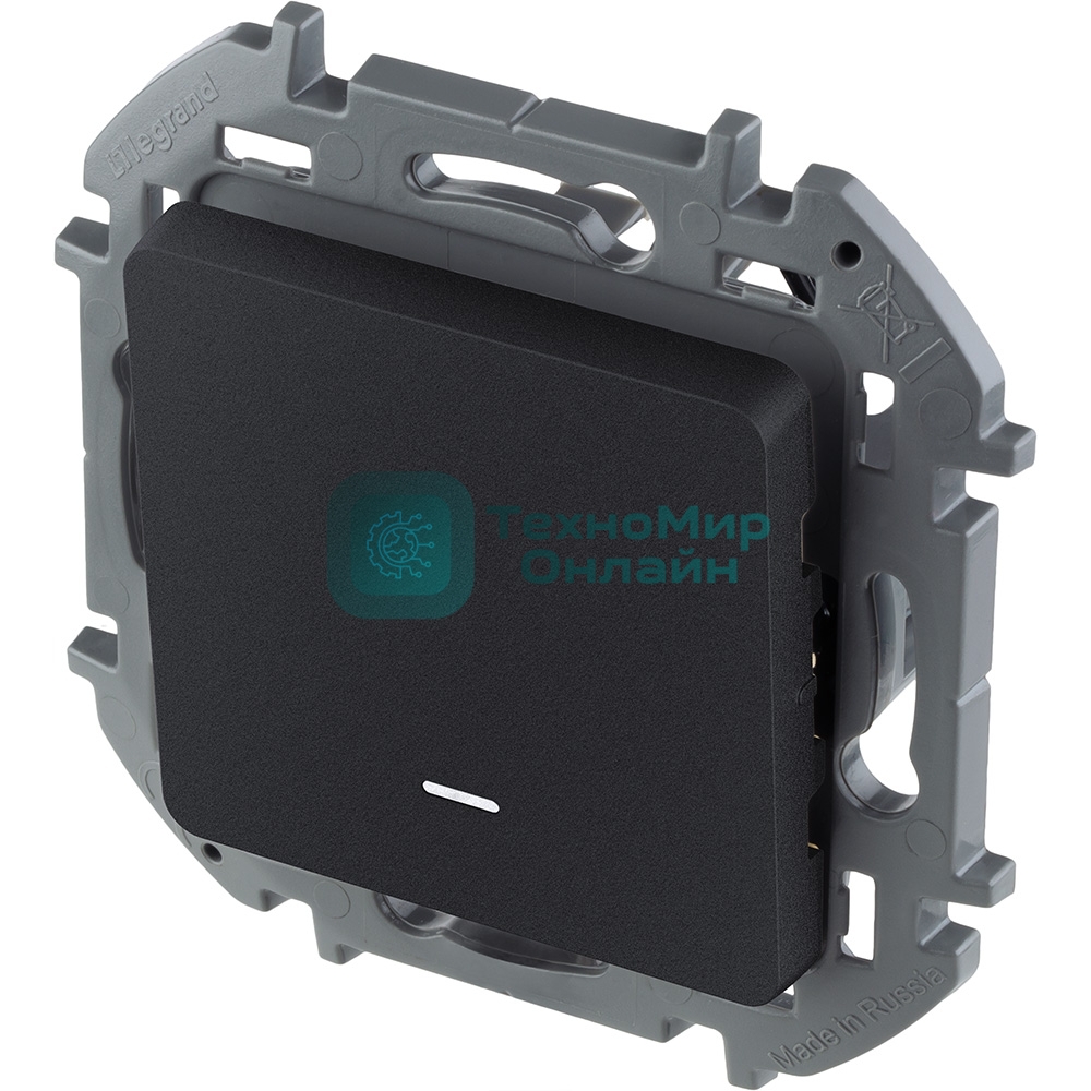 Выключатель 1-клавишный с подсветкой/индикацией 10AX 250 В антрацит