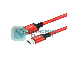 Кабель HOCO X14 USB 2.0, AM/Type-C M, черно-красный, 1м