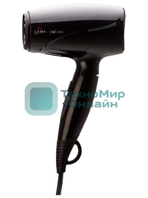 Фен GA.MA GH0201 EOLIC MINI CX черный, 1600 Вт, компактный, ионизация